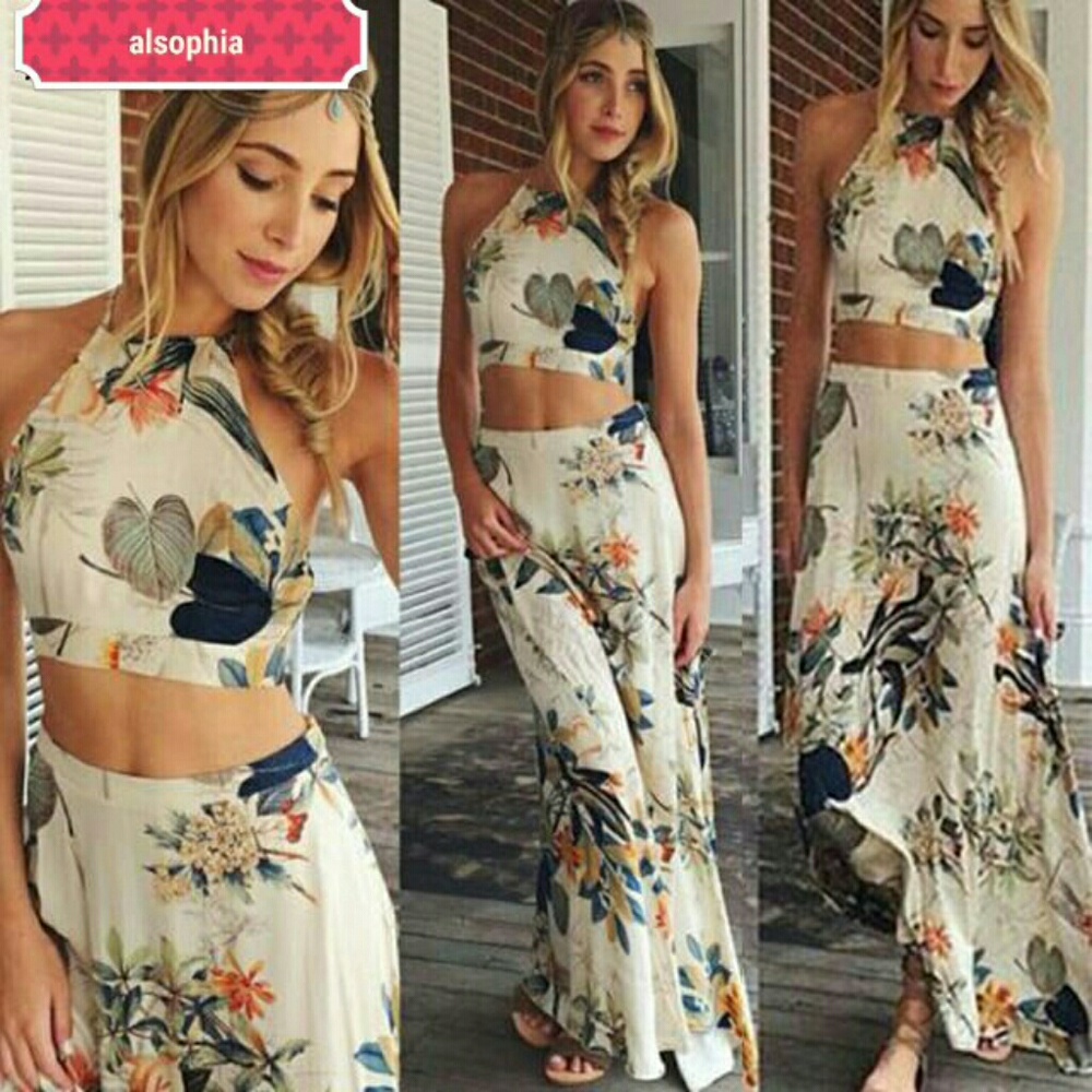 2 PIECE Floral Maxi Skirt and top